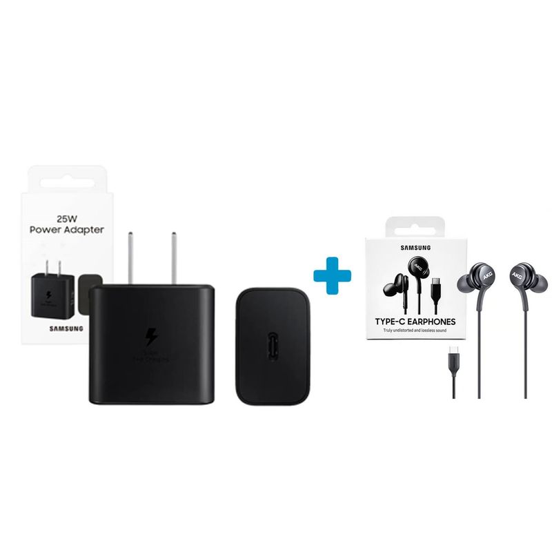 SAMSUNG - Audífonos AKG Tipo C + Adaptador 25W para Samsung A25 A35 A55 Negro