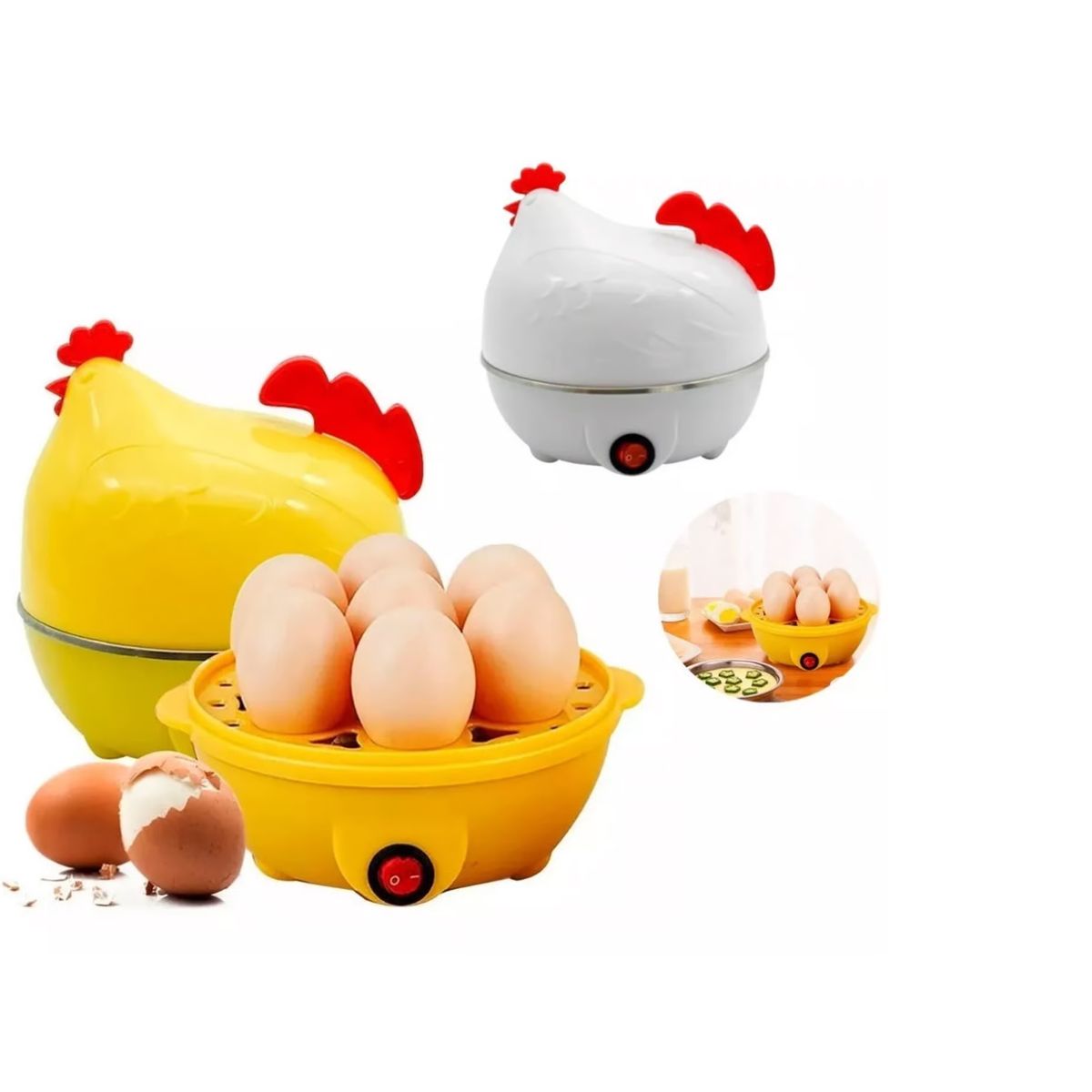 GENERICO - Hervidor Electrico de Huevos en Forma de Gallinita Blanco