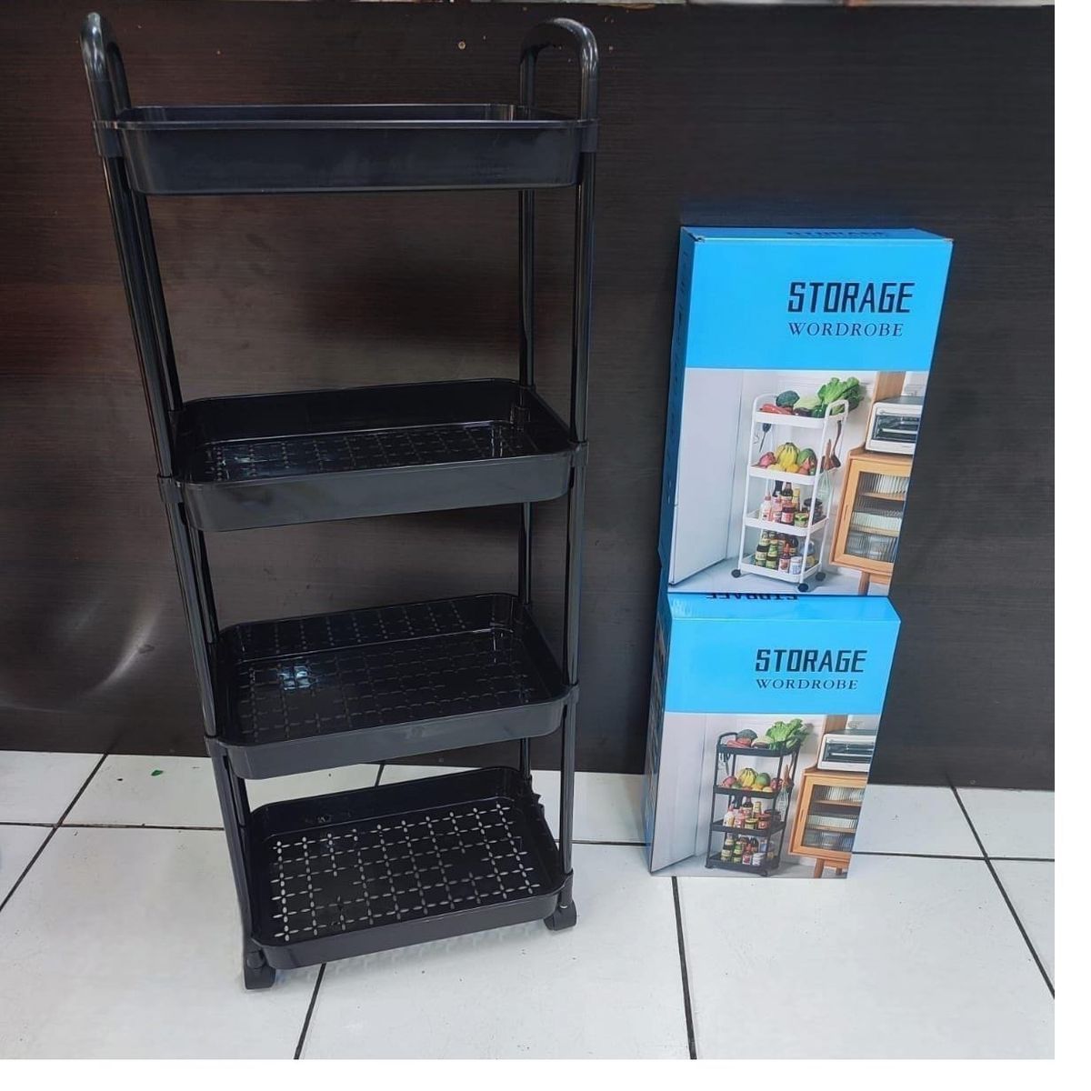 GENERICO - Estante Organizador Multiuso De 4 Niveles Con Asas y Ruedas