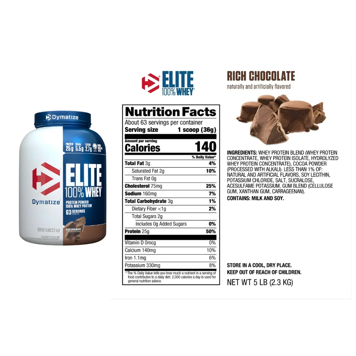 DYMATIZE - Elite Whey 5 LB Proteina Whey Dymatize - Rich Chocolate