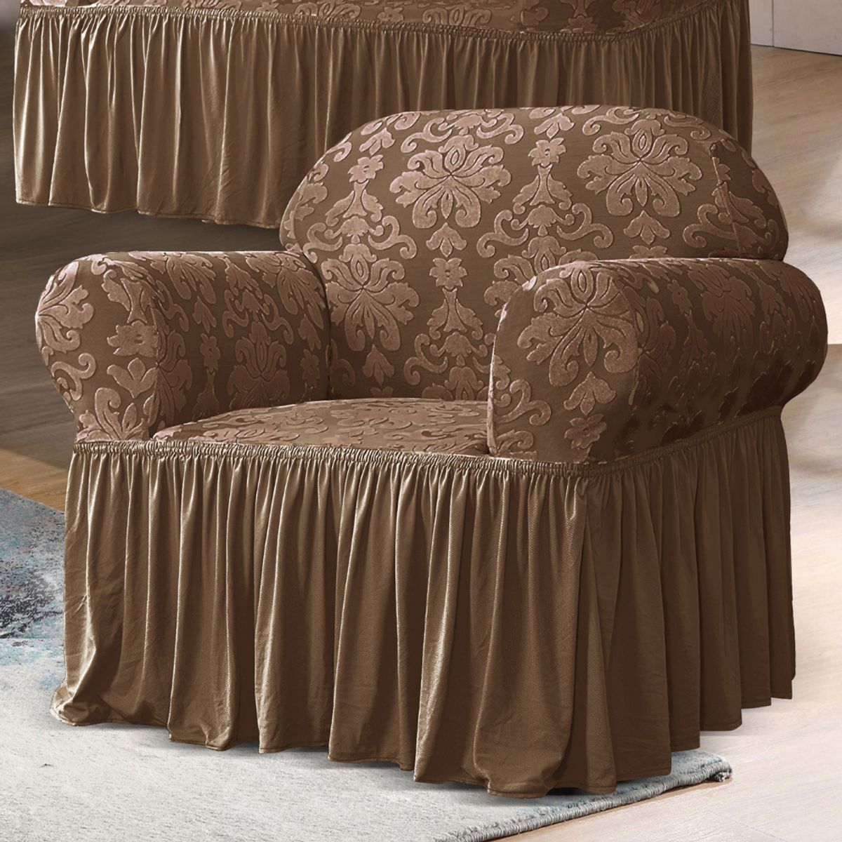 SALA FABULOSA - Funda de mueble labrado imperial 3-2-1- Mocca