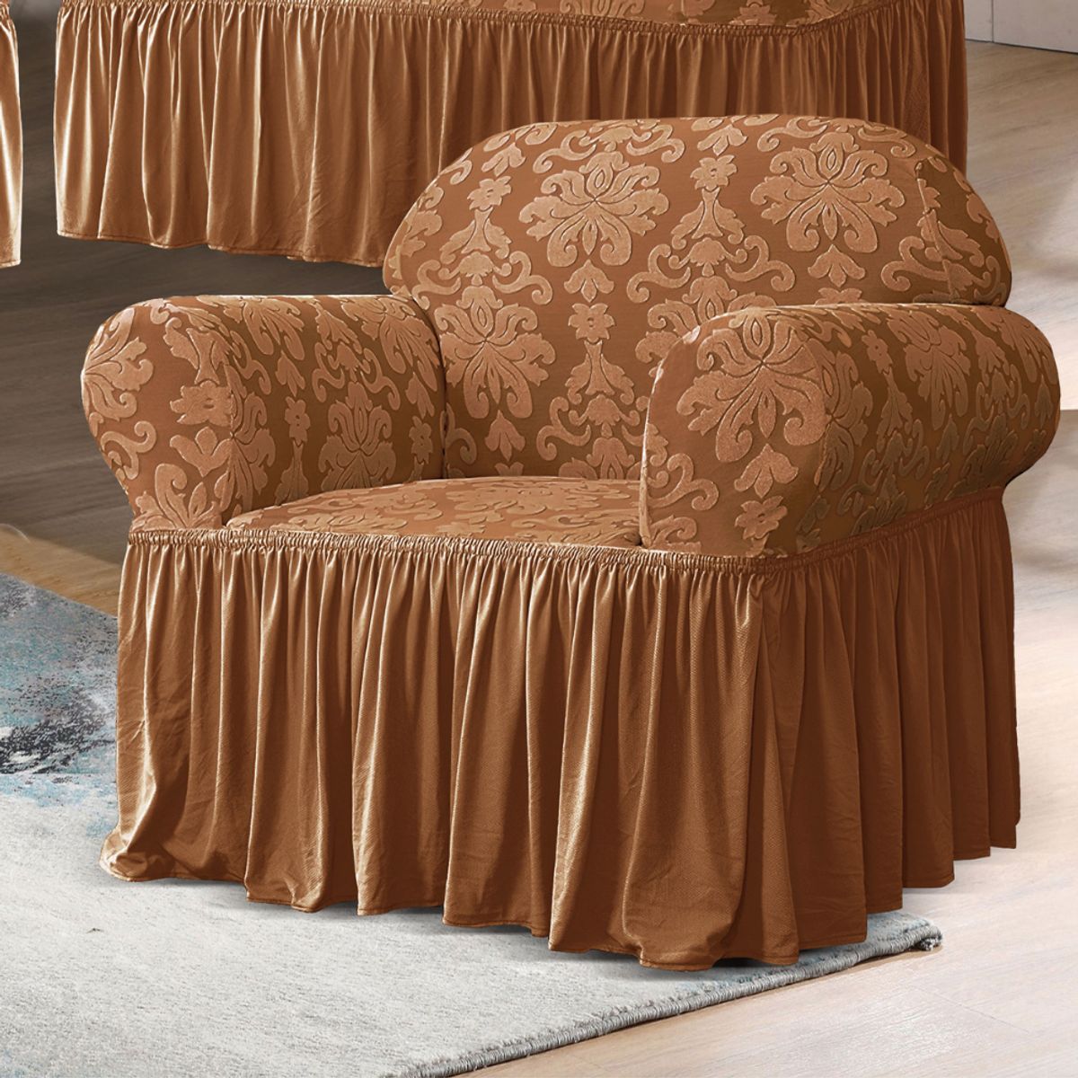 SALA FABULOSA - Funda de mueble 3-2-1 labrado imperial - Oro Viejo