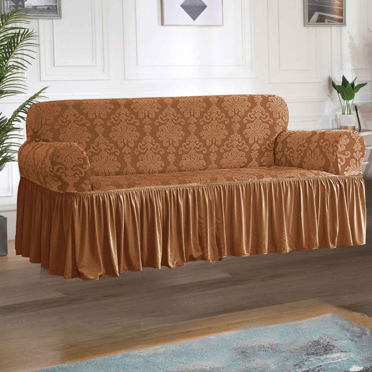 SALA FABULOSA - Funda de mueble 3-2-1 labrado imperial - Oro Viejo