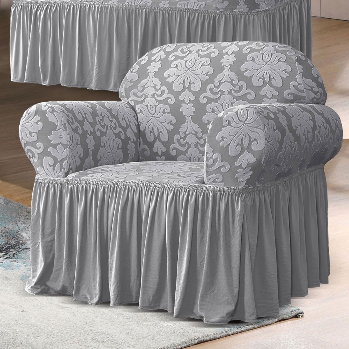 SALA FABULOSA - Funda de mueble 3-2-1 labrado imperial - Gris
