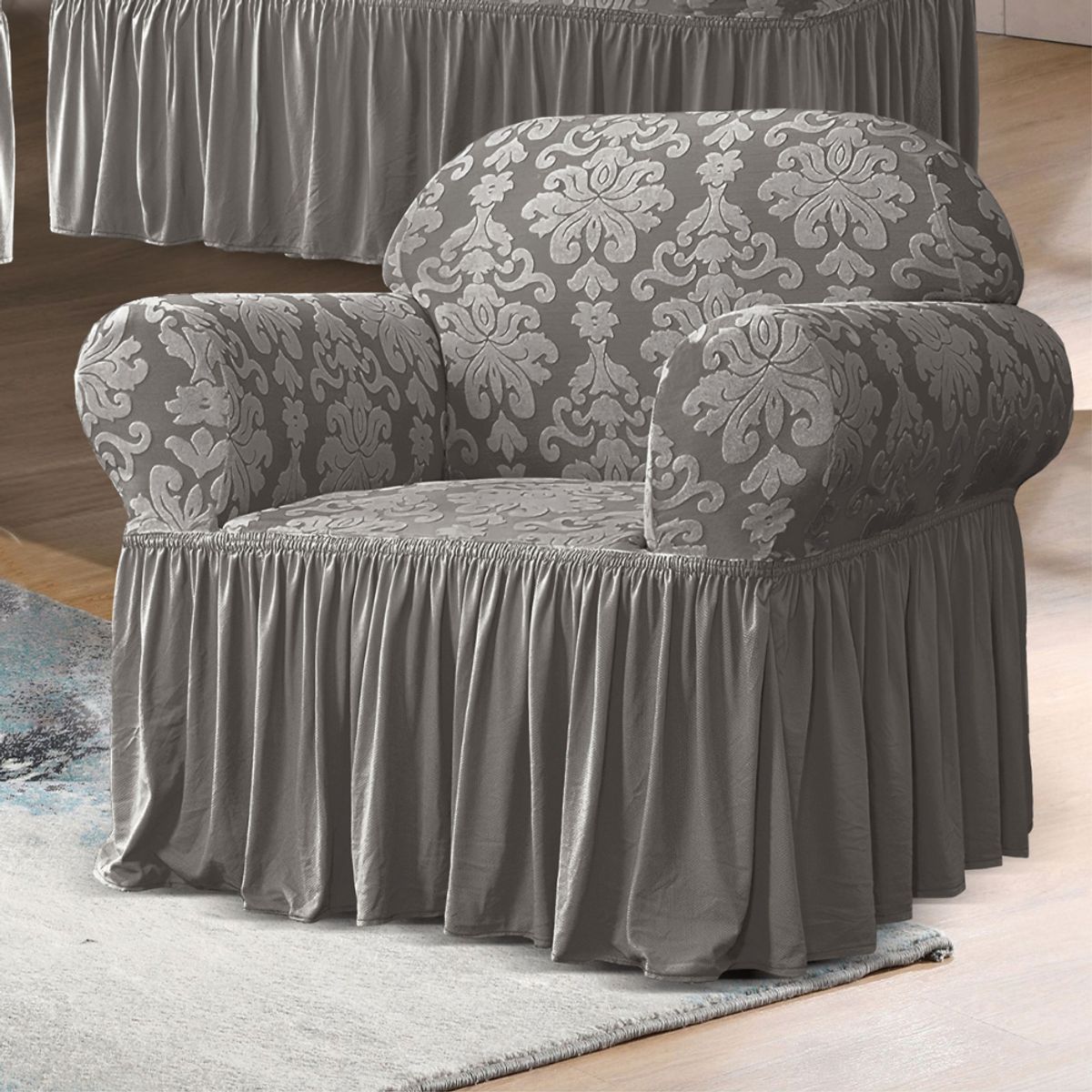 SALA FABULOSA - Funda de mueble 3-2-1 labrado imperial - Plomo