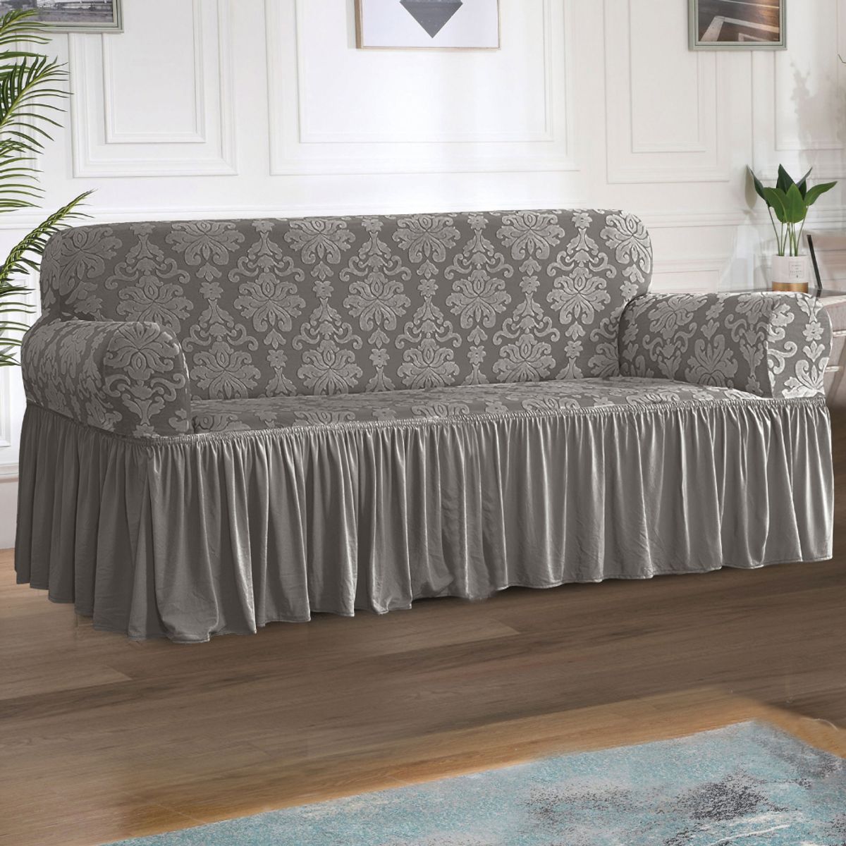 SALA FABULOSA - Funda de mueble 3-2-1 labrado imperial - Plomo