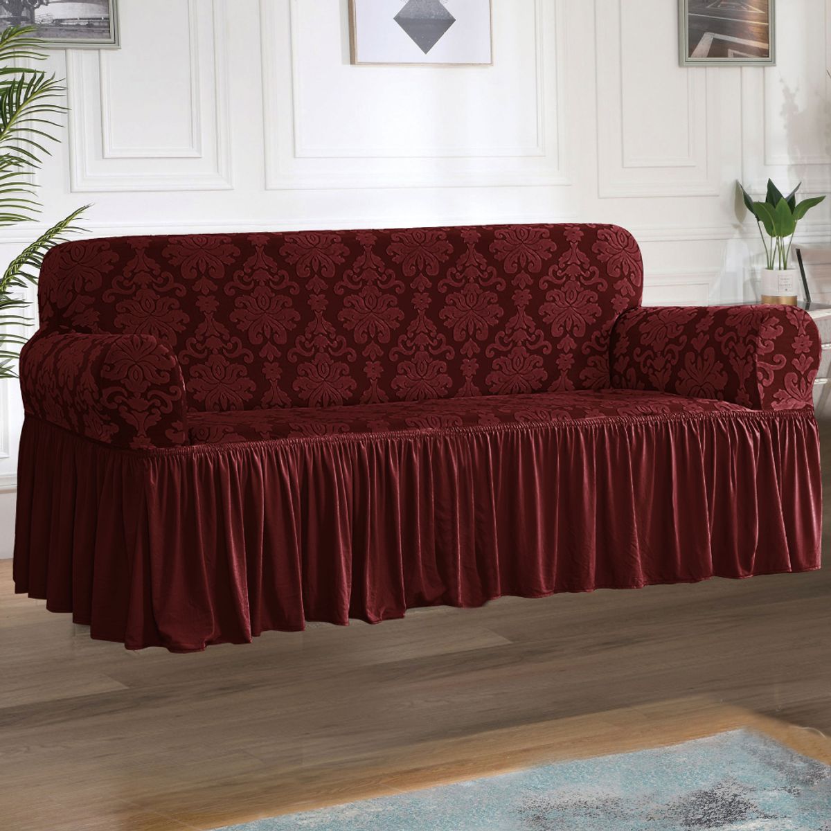 SALA FABULOSA - Funda de mueble 3-2-1 labrado imperial - Guinda