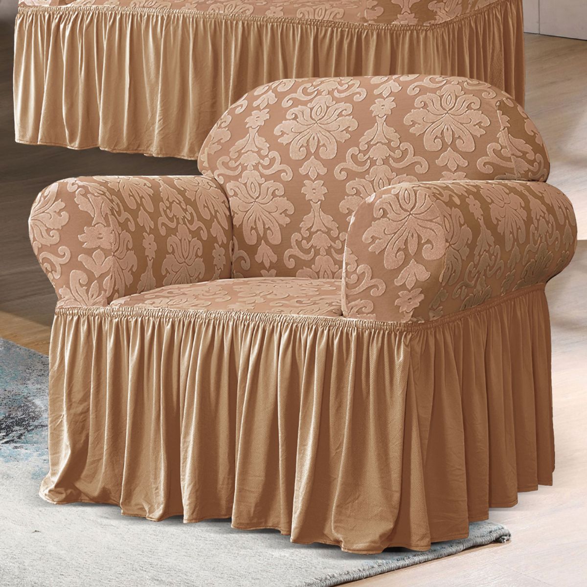 SALA FABULOSA - Funda de mueble 3-2-1 labrado imperial - Oro Claro