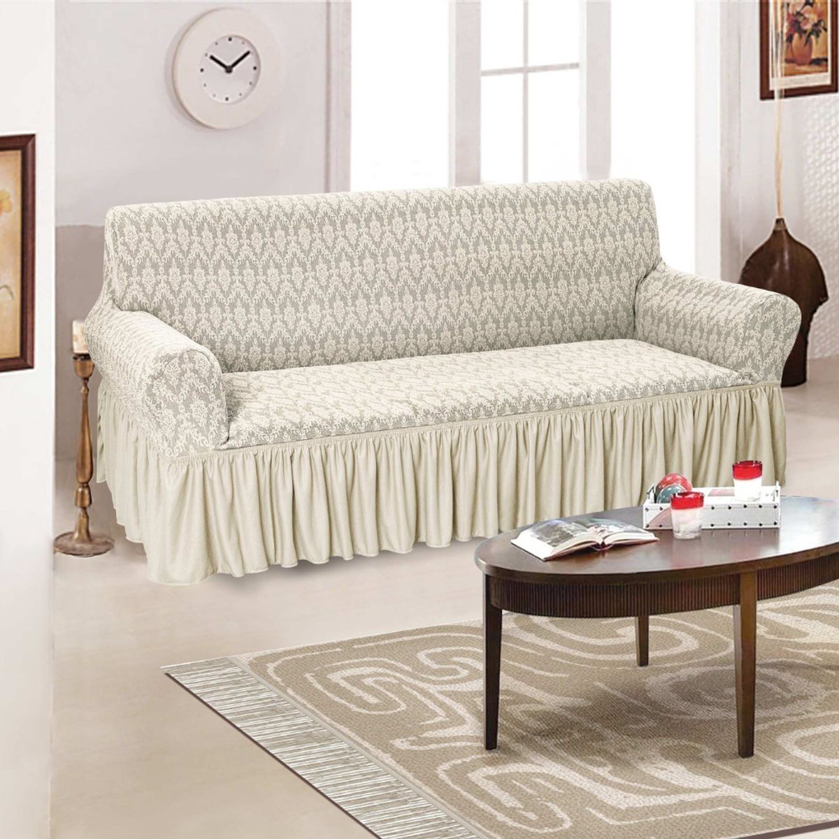 SALA FABULOSA - Funda de mueble 3-2-1 alto relieve diamante - Gris