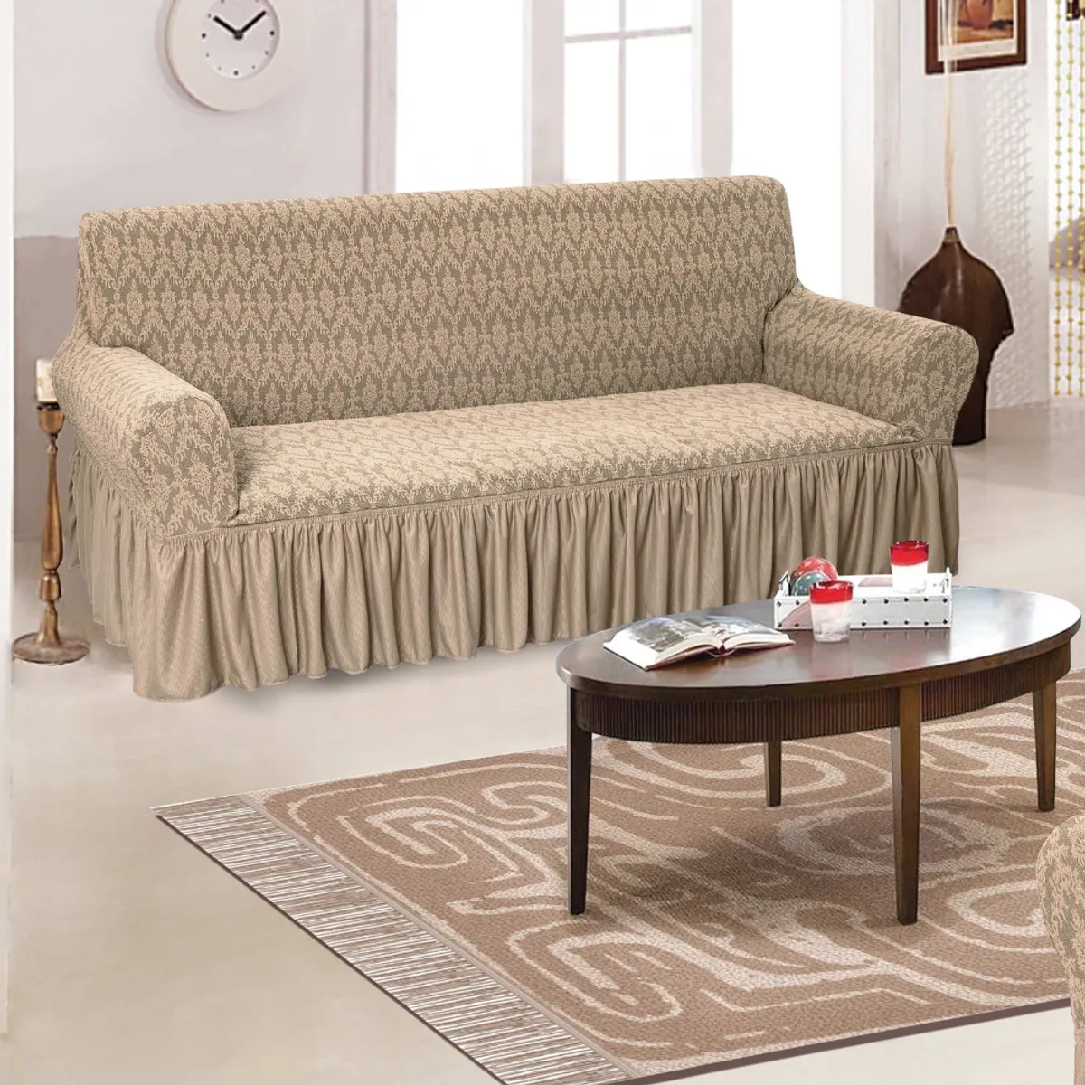 SALA FABULOSA - Funda de mueble 3-2-1 alto relieve diamante - Beige