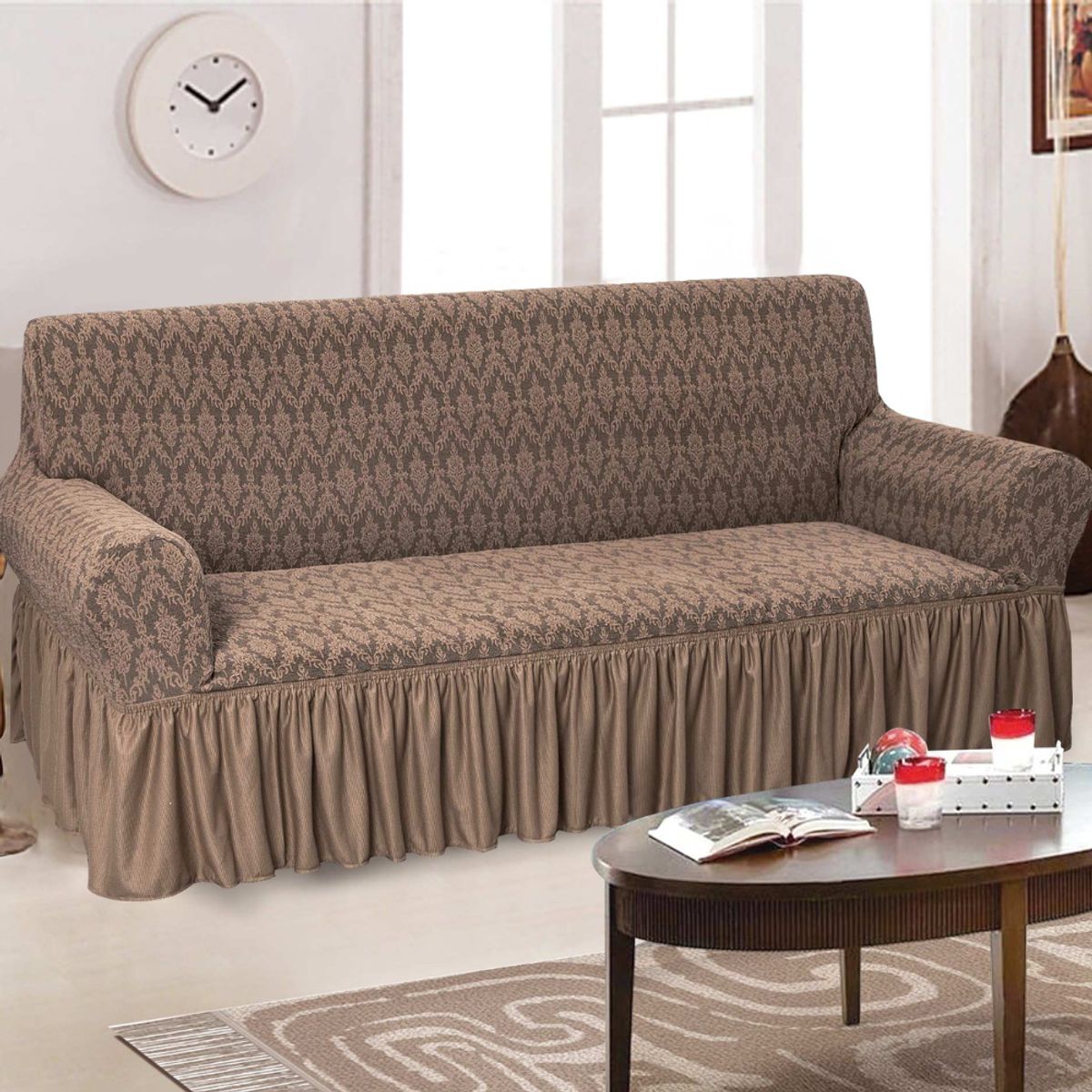 SALA FABULOSA - Funda de mueble 3-2-1 alto relieve diamante - Chocolate