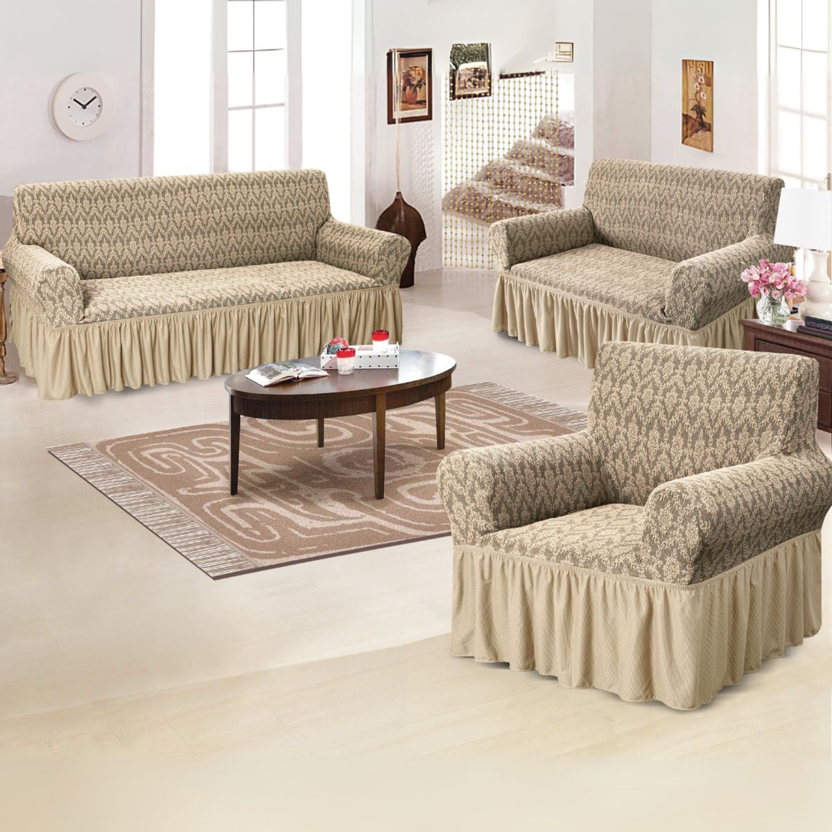 SALA FABULOSA - Funda de mueble 3-2-1 alto relieve diamante - Maíz