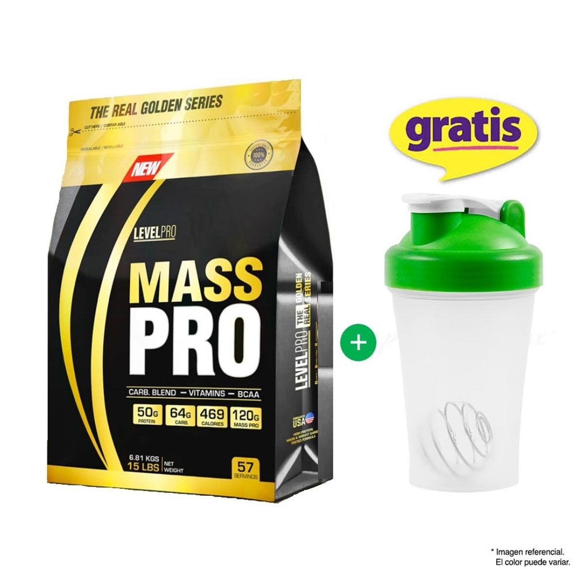 LEVEL PRO - Level Pro Proteína Mass Pro 15 lbs Chocolate + shaker