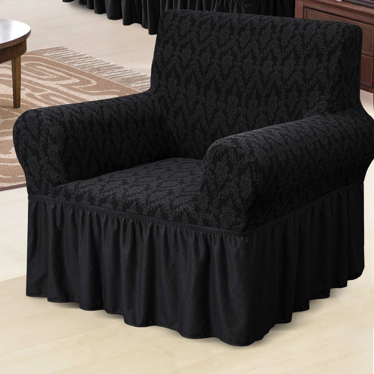 SALA FABULOSA - Funda de mueble 3-2-1 alto relieve diamante - Negro