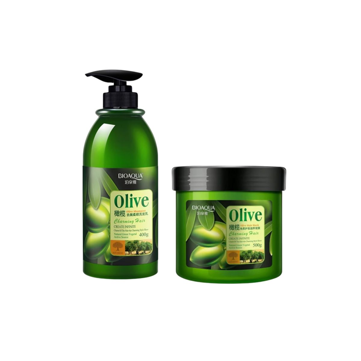 BIOAQUA - KIT DE OLIVO - SHAMPOO DE OLIVO 400ML - BIOAQUA + MASCARILLA DE OLIVO PARA EL CABELLO 500G - BIOAQUA