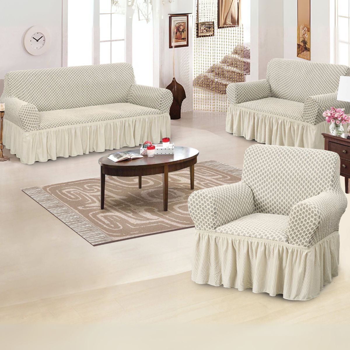 SALA FABULOSA - Funda de mueble 3-2-1 alto relieve Royal - Gris