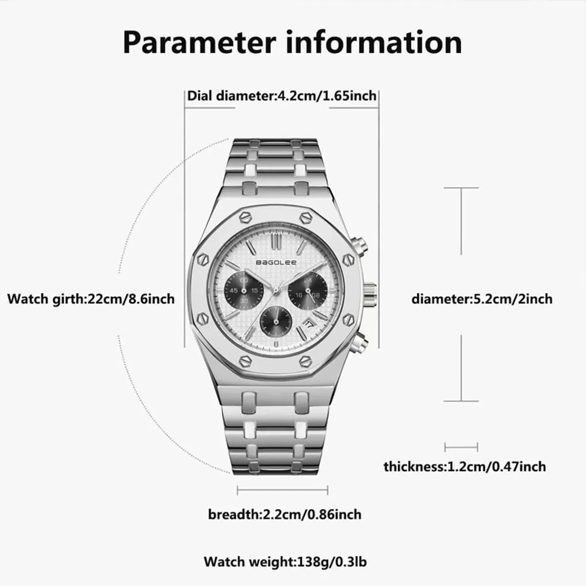 OVOTOUMI - Toumi XS reloj mecánico de gran dial impermeable-Negro