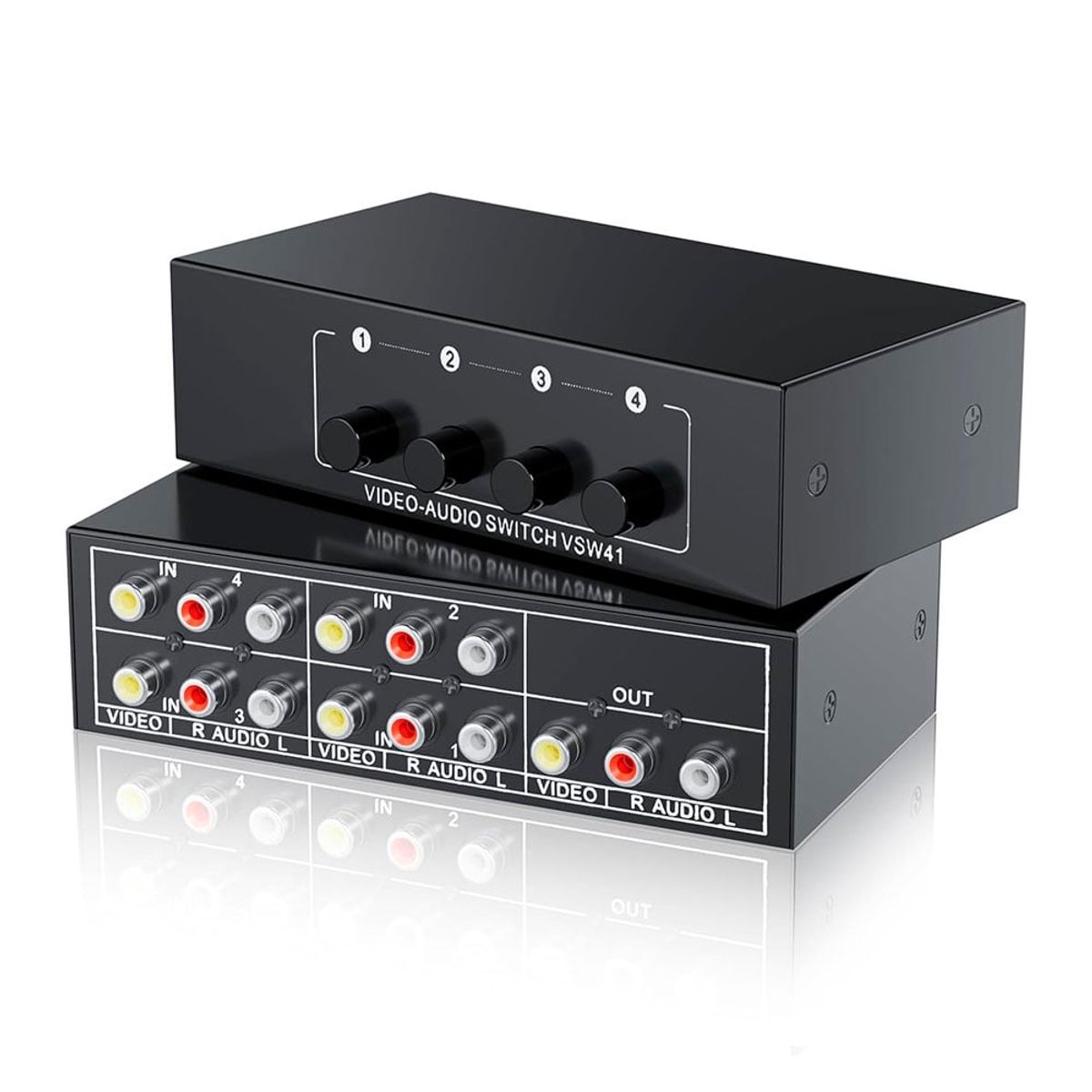 AMERICAN NET - Switch SELECTOR audio/video RCA - 4 entradas a 01 salida