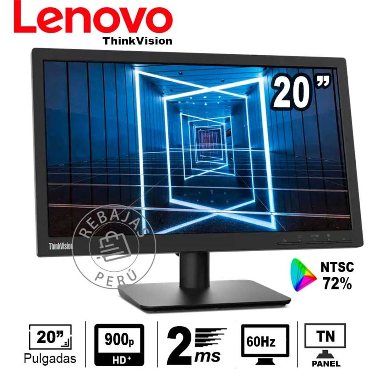 LENOVO - Monitor Lenovo ThinkVision E20-30 20 HD+ TN 60Hz HDMI VGA