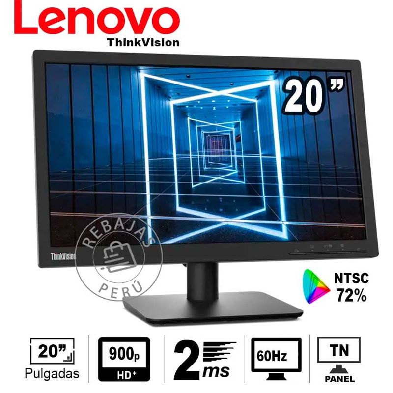 LENOVO - Monitor Lenovo ThinkVision E20-30 20 HD+ TN 60Hz HDMI VGA