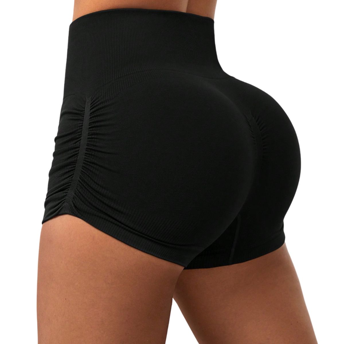 ROYAL PEACH APPAREL - Short deportivo NEGRO corte lateral - Ropa deportiva mujer gym