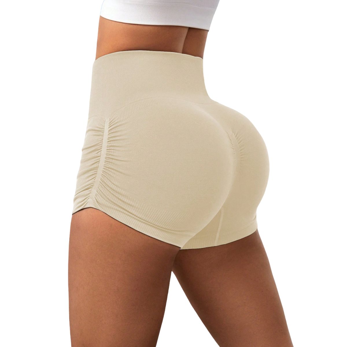 ROYAL PEACH APPAREL - Short deportivo CREMA corte lateral - Ropa deportiva mujer gym