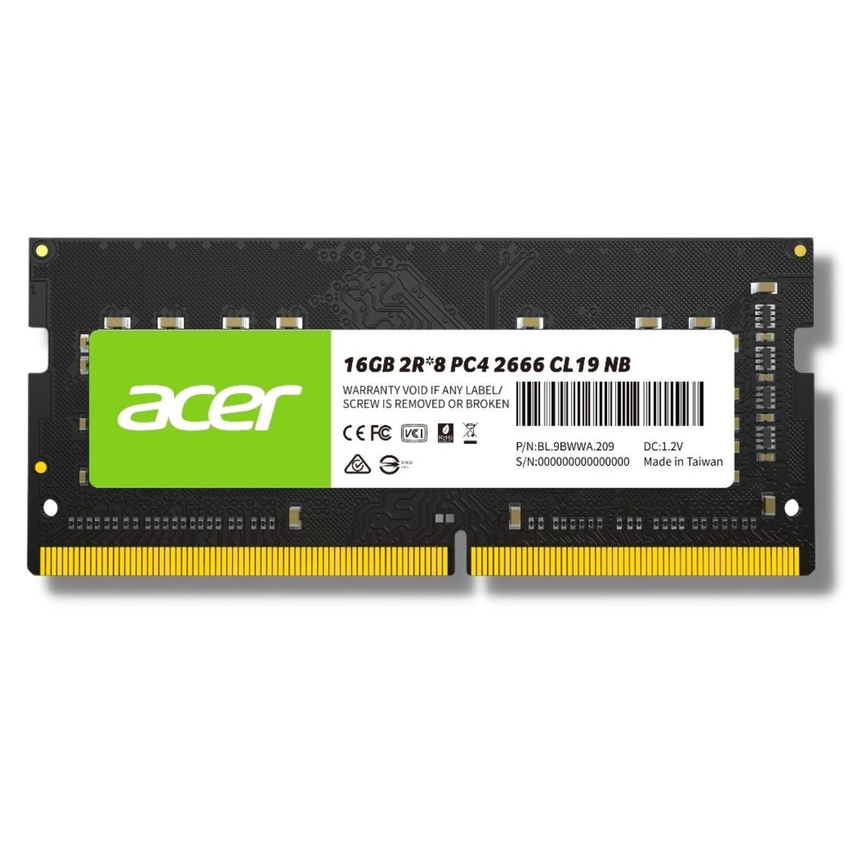ACER - Memoria Ram DDR4 SODIMM ACER SD100 16GB 2666MHZ