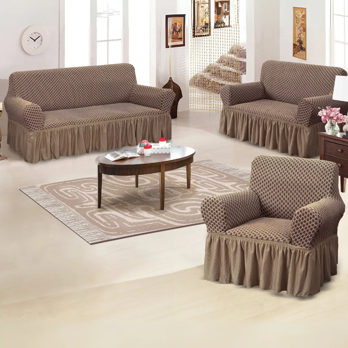 SALA FABULOSA - Funda de mueble 3-2-1 alto relieve Royal - Chocolate