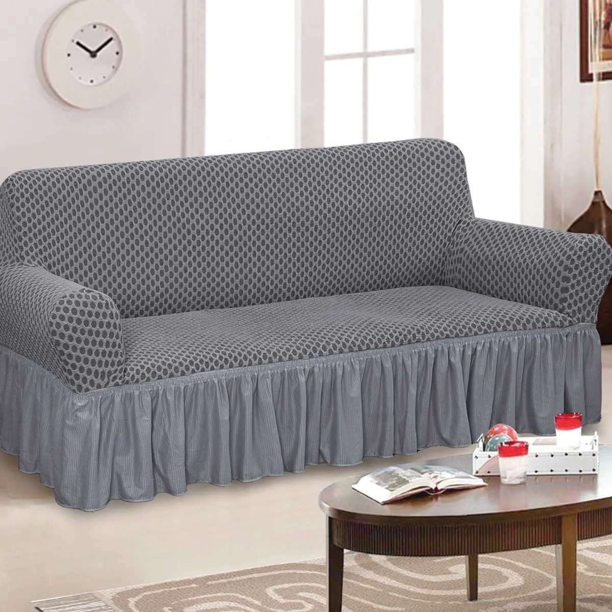 SALA FABULOSA - Funda de mueble 3-2-1 alto relieve Royal - Plomo