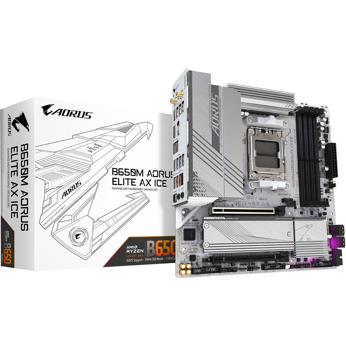 GIGABYTE - Motherboard Gigabyte B650M AORUS ELITE AX ICE AMD B650 AM5 mATX