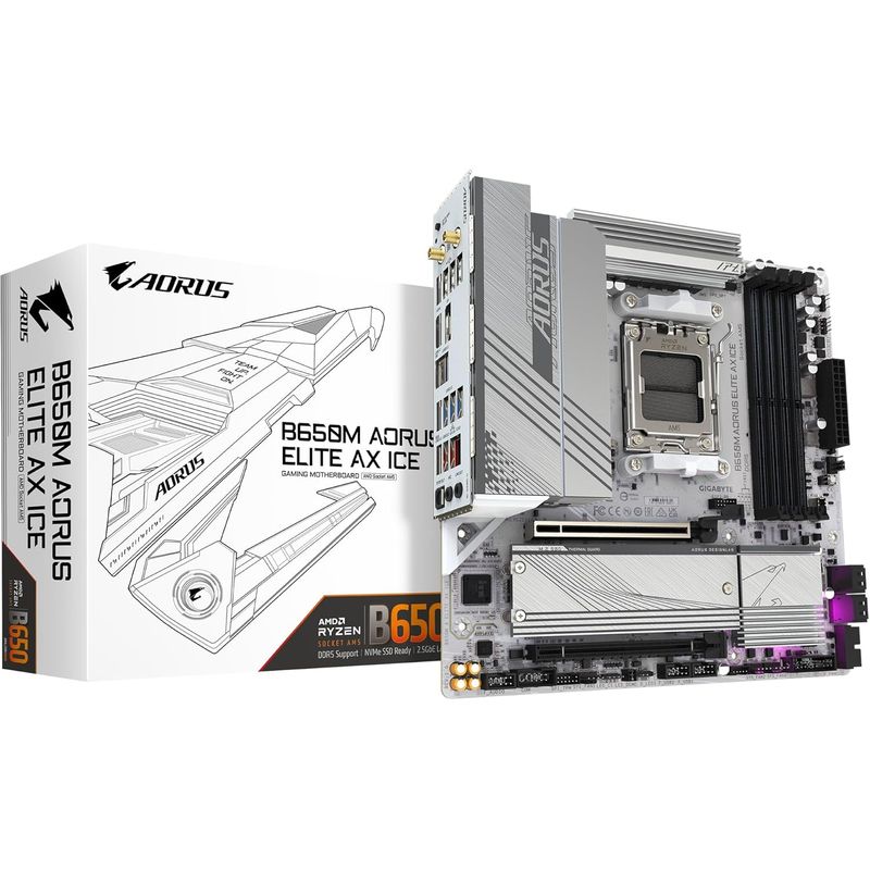 GIGABYTE - Motherboard Gigabyte B650M AORUS ELITE AX ICE AMD B650 AM5 mATX