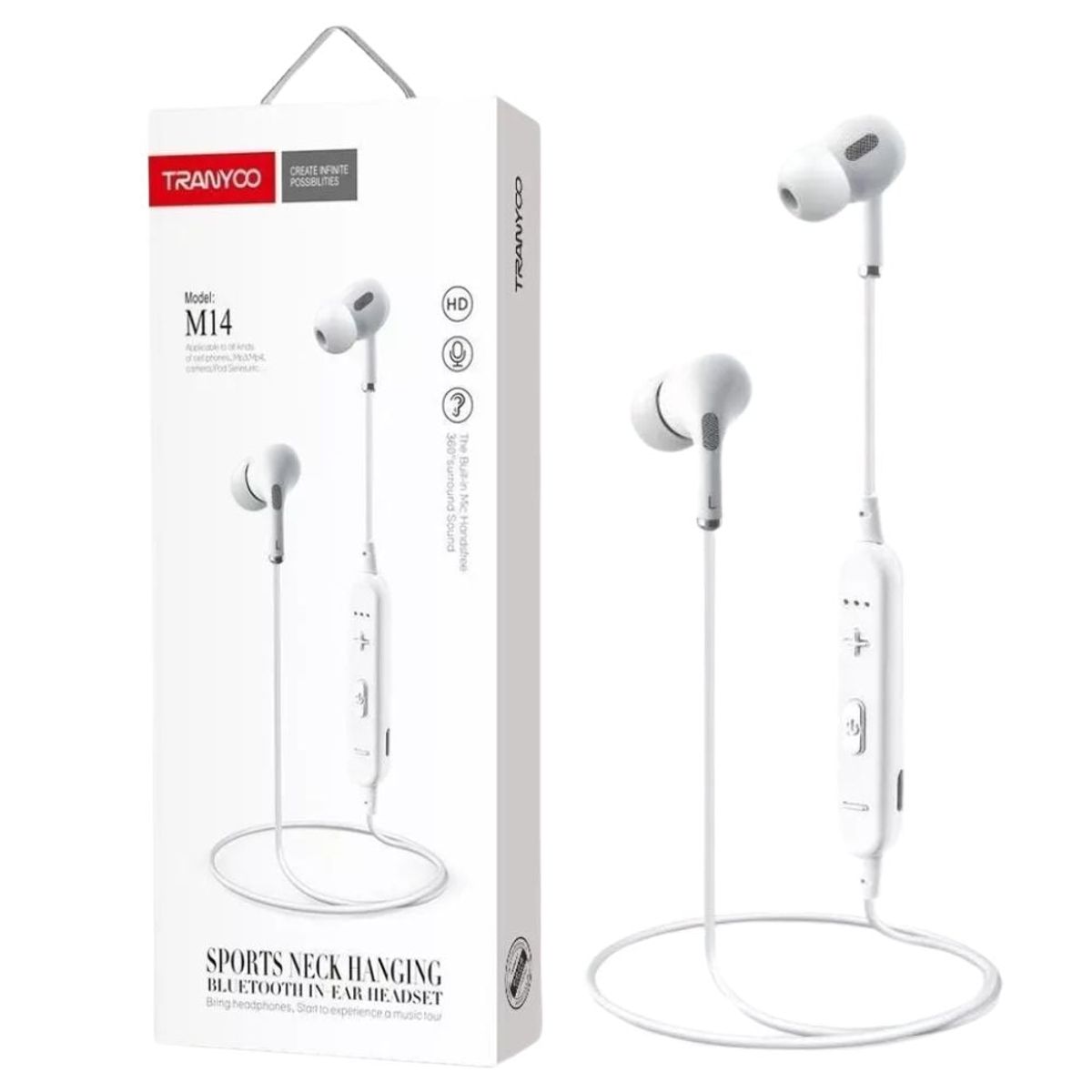 TRANYOO - Audífonos Bluetooth Deportivo TRANYOO Sonido 360° Manos Libres M14