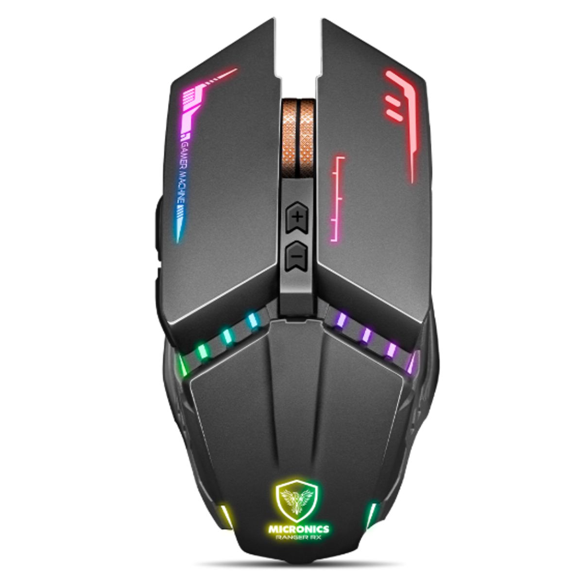 MICRONICS - Mouse Gamer RANGER RX MIC M822RX USB-C Wifi 7LEDS 7B 4800DPI MICRONICS