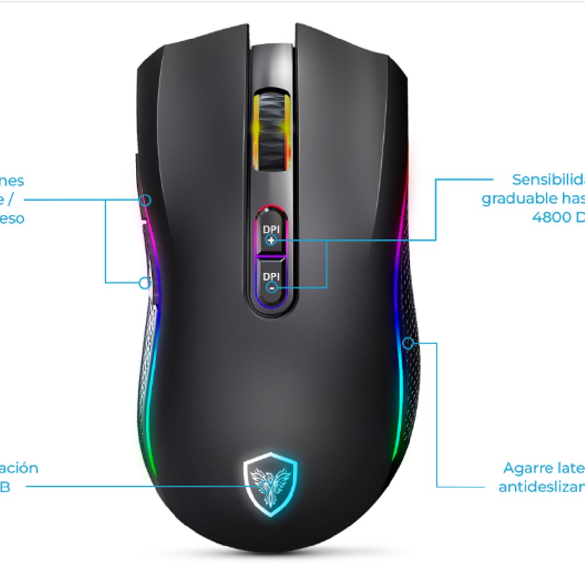 MICRONICS - Mouse Gamer KRIPTON GM801-3m BT WIFI RGB DPI 4800 8B MICRONICS