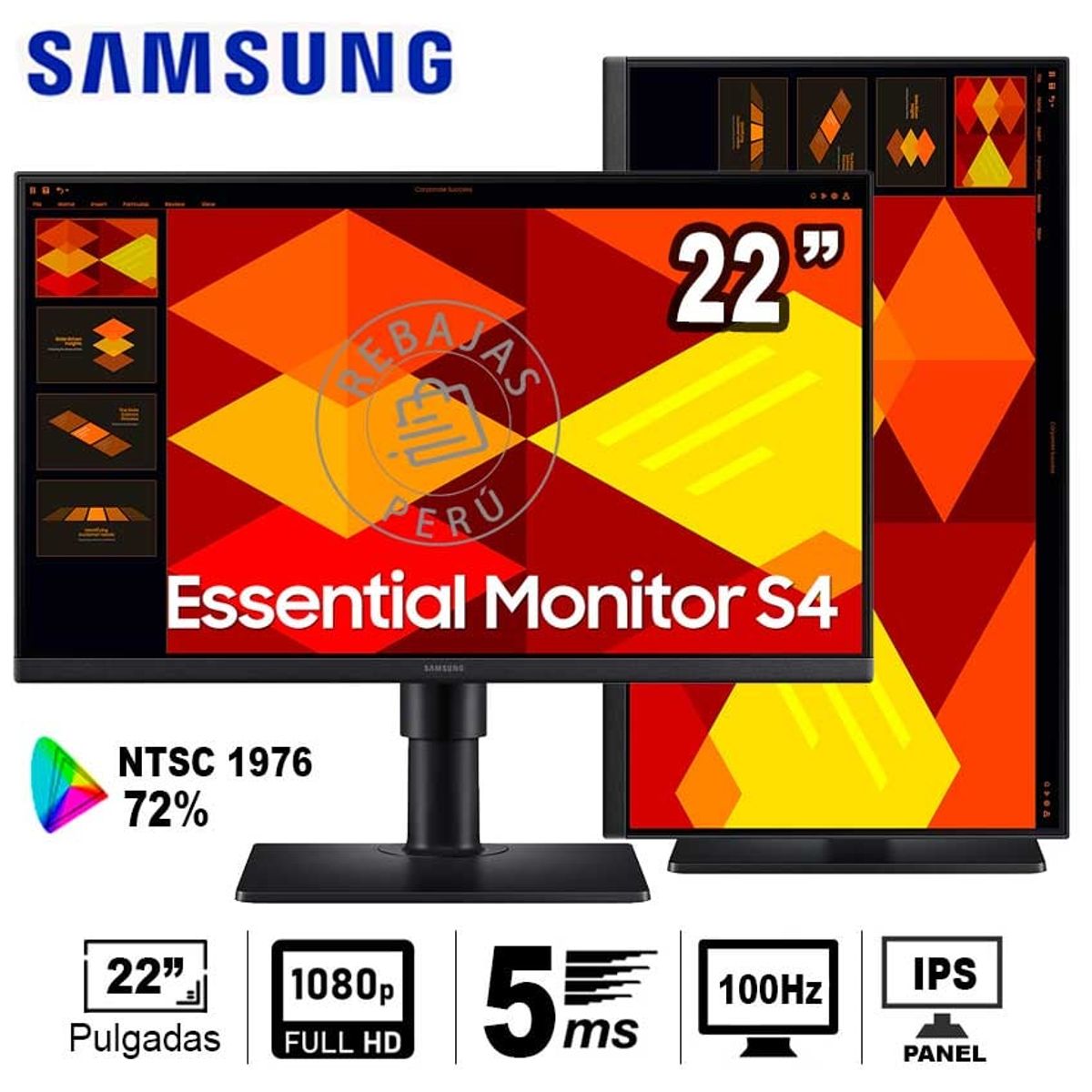 SAMSUNG - Monitor Samsung Essential S4 22 FHD IPS 100Hz HDMI DP VESA
