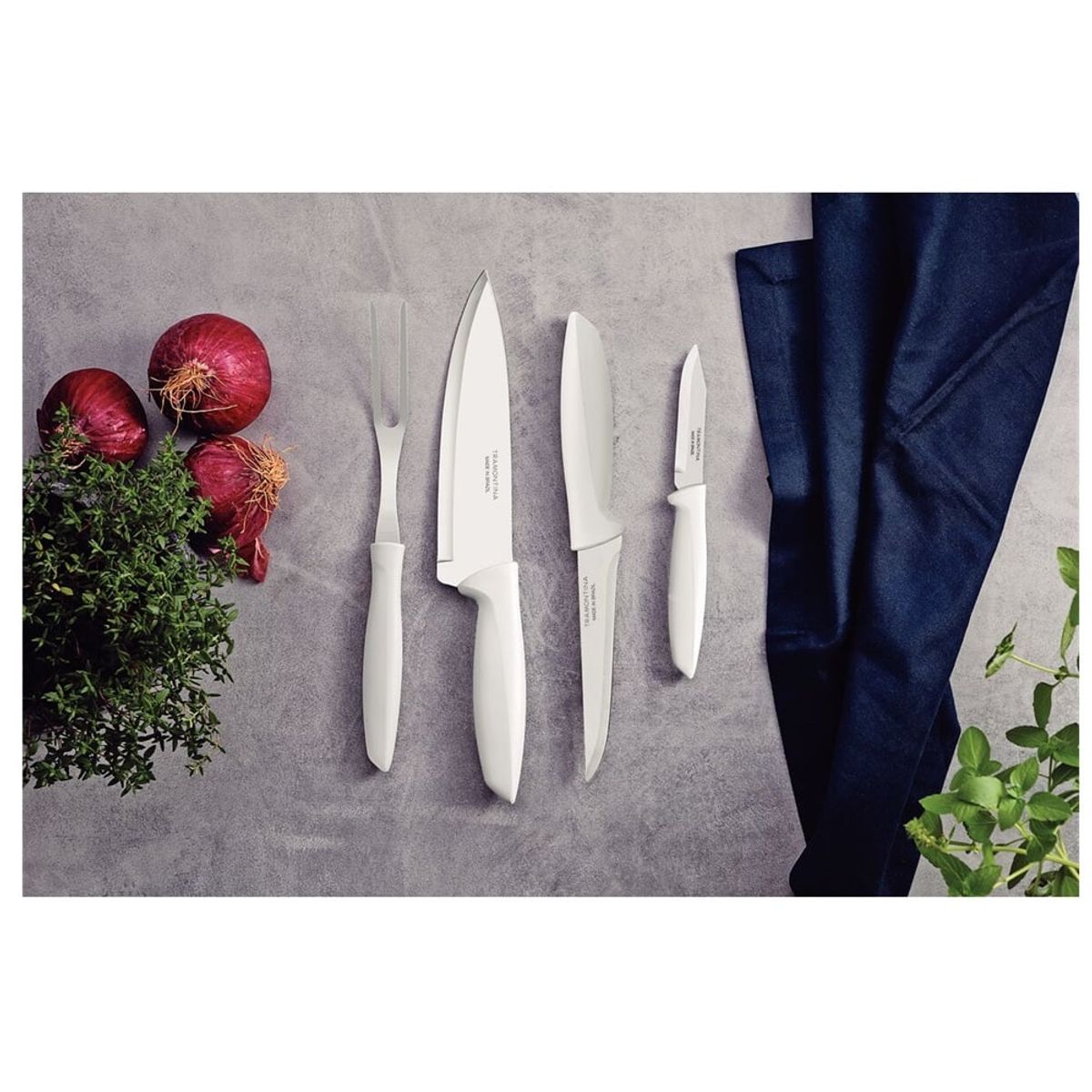 TRAMONTINA - JUEGO DE CUCHILLOS TRAMONTINA PLENUS BLANCO DE 4 PIEZAS