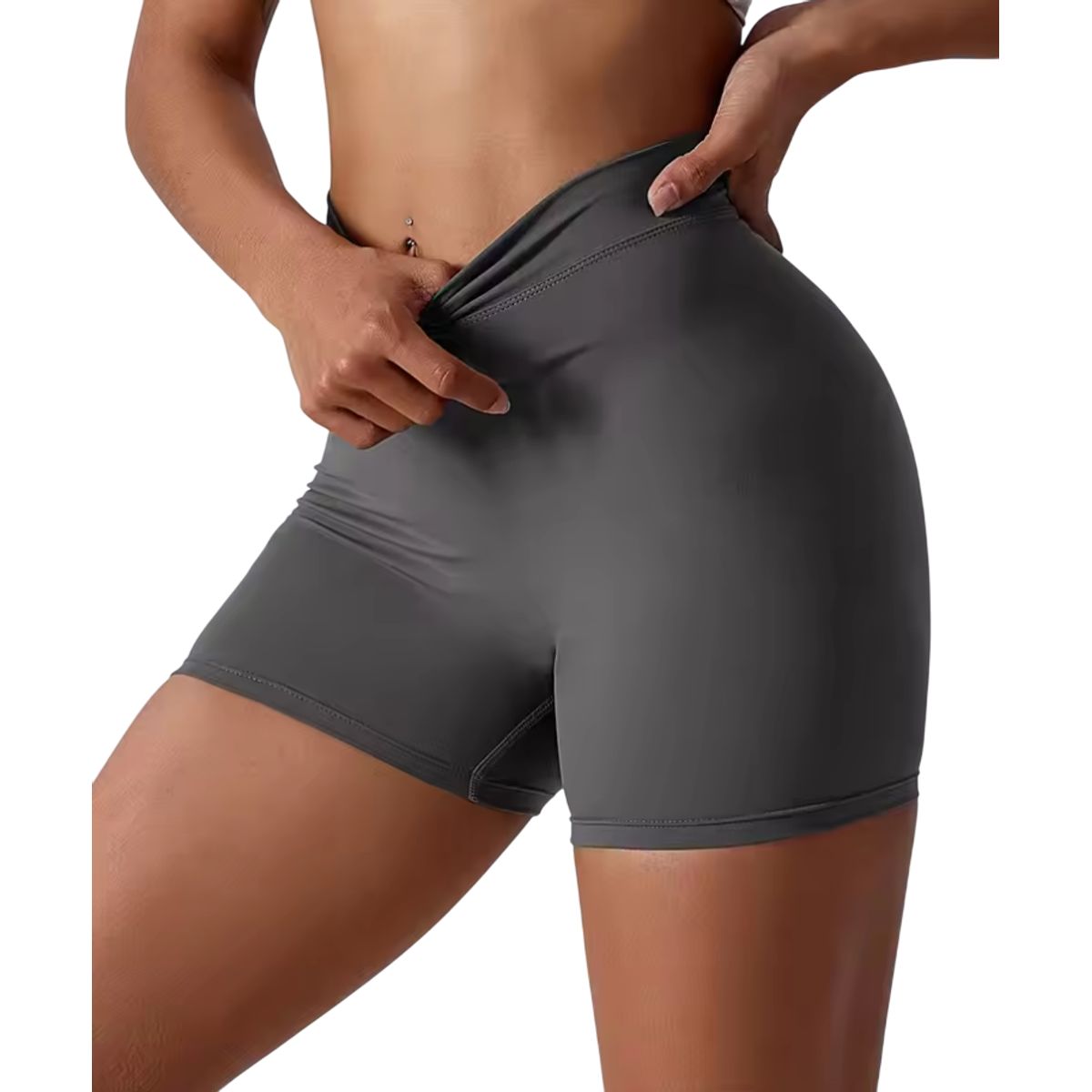 ROYAL PEACH APPAREL - Short deportivo corte v GRIS - Ropa deportiva mujer gym