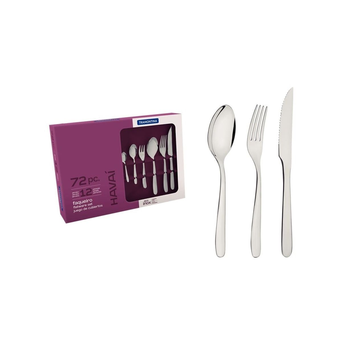 TRAMONTINA - JUEGO DE CUBIERTOS TRAMONTINA DE 72 PIEZAS HAVAI