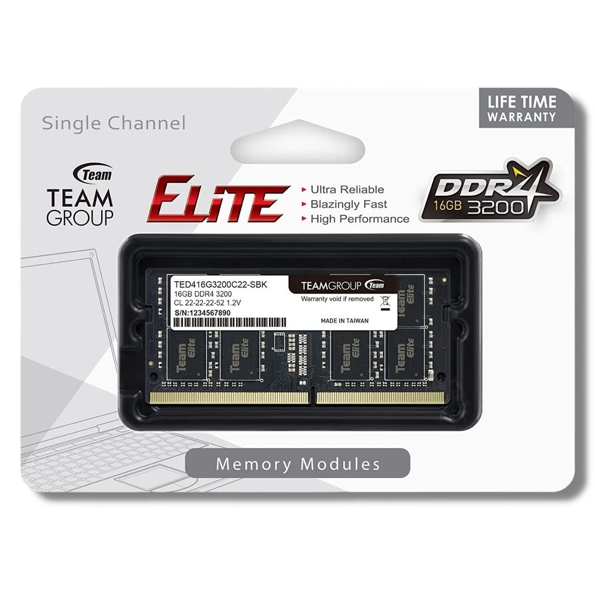 TEAM GROUP - Memoria Ram DDR4 16GB SODIMM TEAM GROUP ELITE 3200MHZ