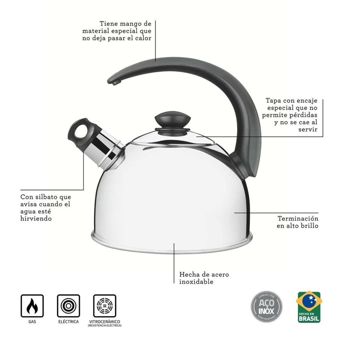 TRAMONTINA - TETERA TRAMONTINA CON SILBATO 2.1 LT