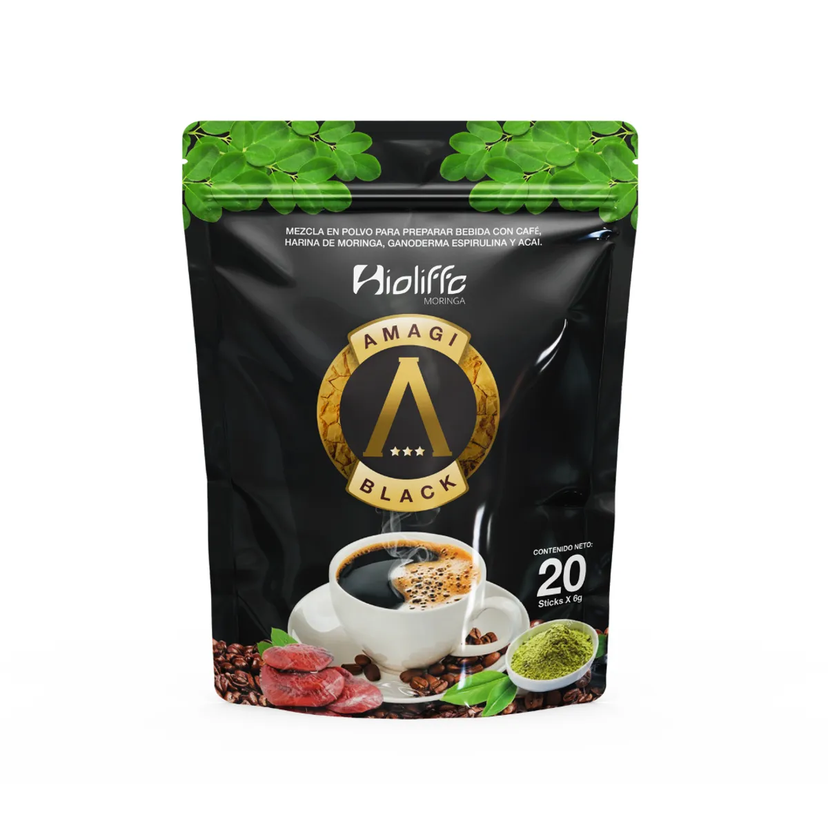 GENERICO - CAFÉ AMAGI BLACK  MORINGA - GANODERMA - SPIRULINA
