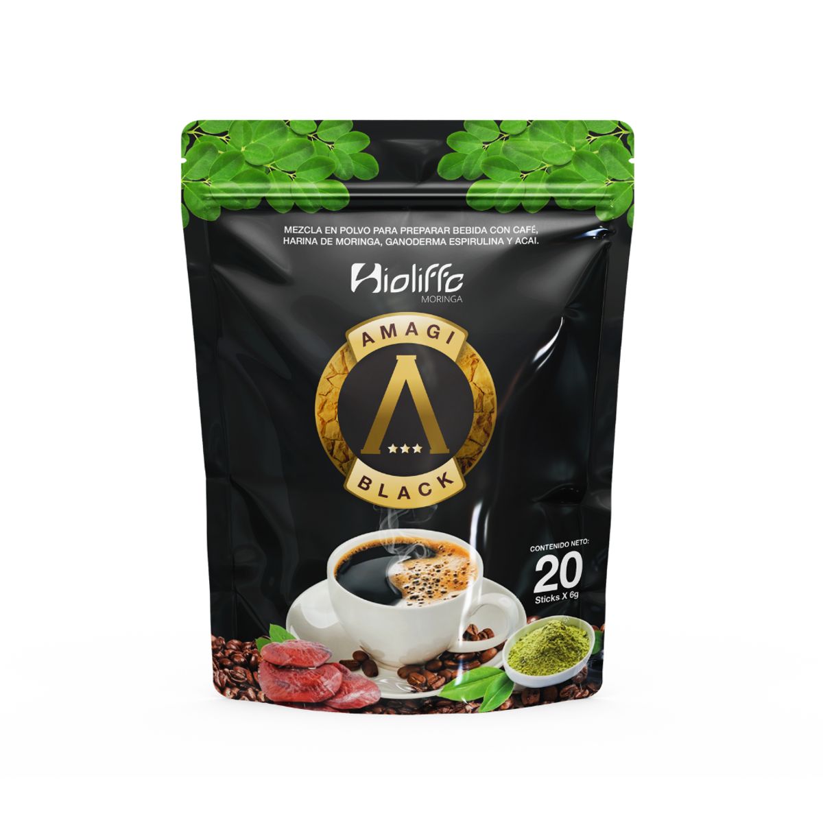 GENERICO - CAFÉ AMAGI BLACK  MORINGA - GANODERMA - SPIRULINA