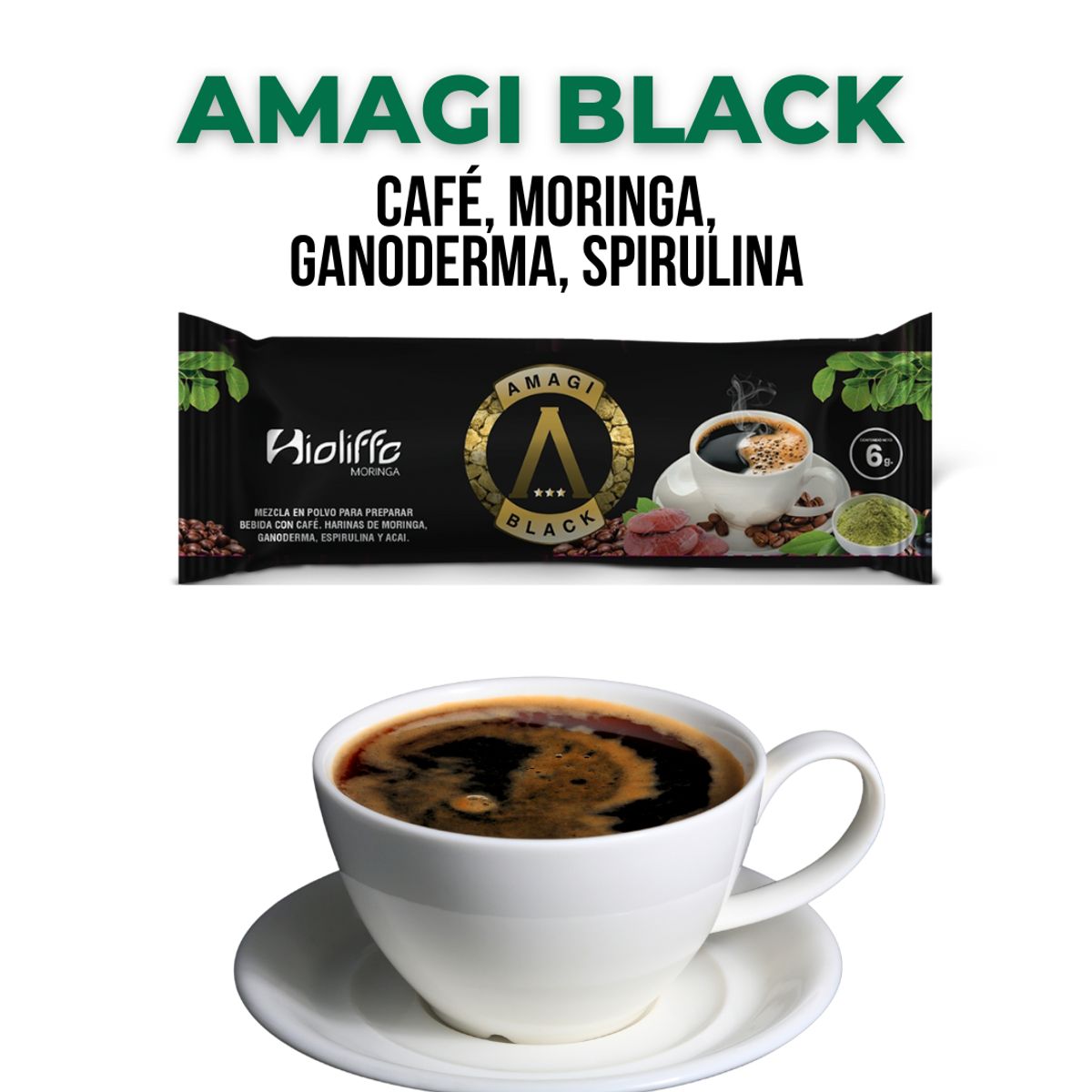 GENERICO - CAFÉ AMAGI BLACK  MORINGA - GANODERMA - SPIRULINA