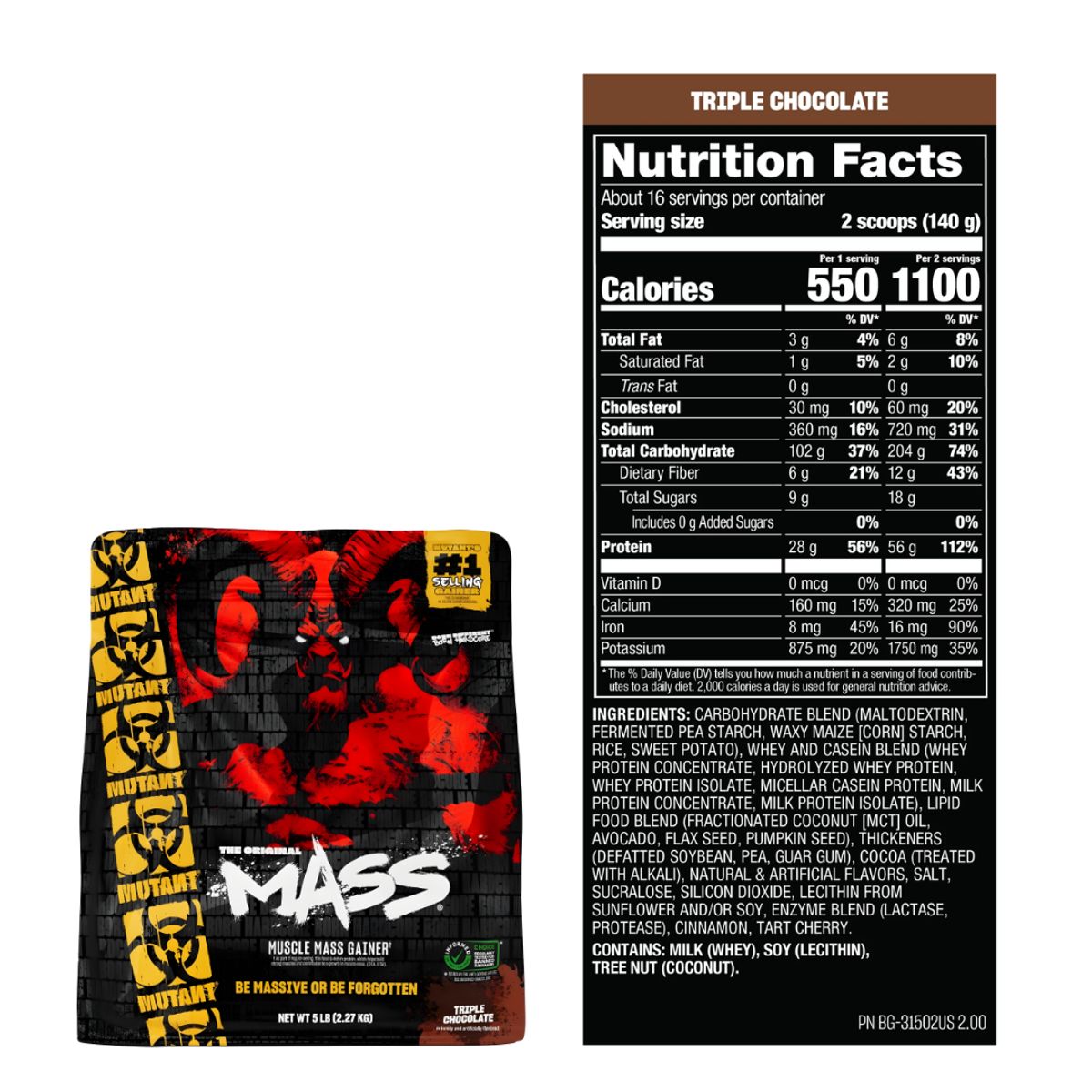 MUTANT - Mutant Mass 5 LB Mass Gainer - Triple Chocolate + Creakong 300 g + Shaker
