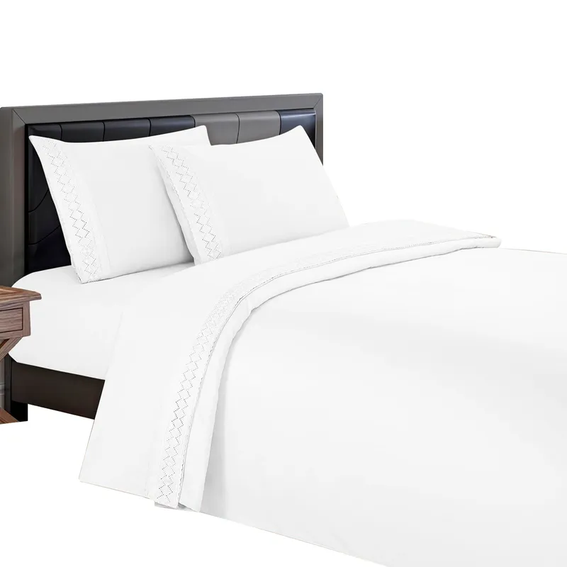 CASATEX - Sábanas Bordadas 100% Algodón 2Plz - Blanco