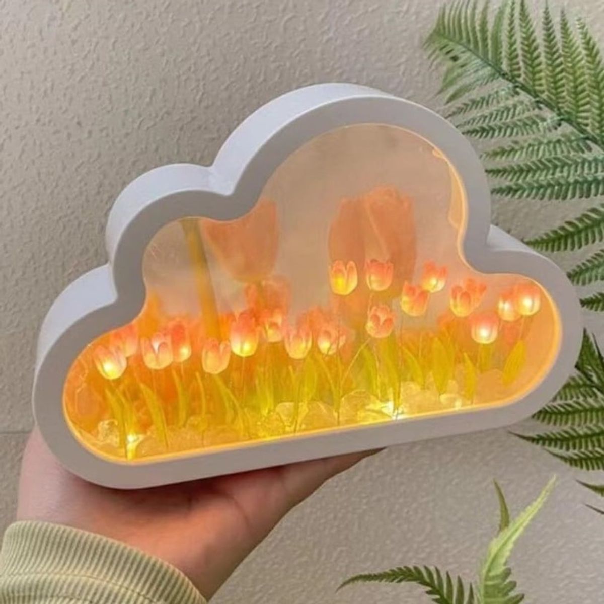 GENERICO - Lampara Espejo Nube Tulipan Infinito Rosado USB