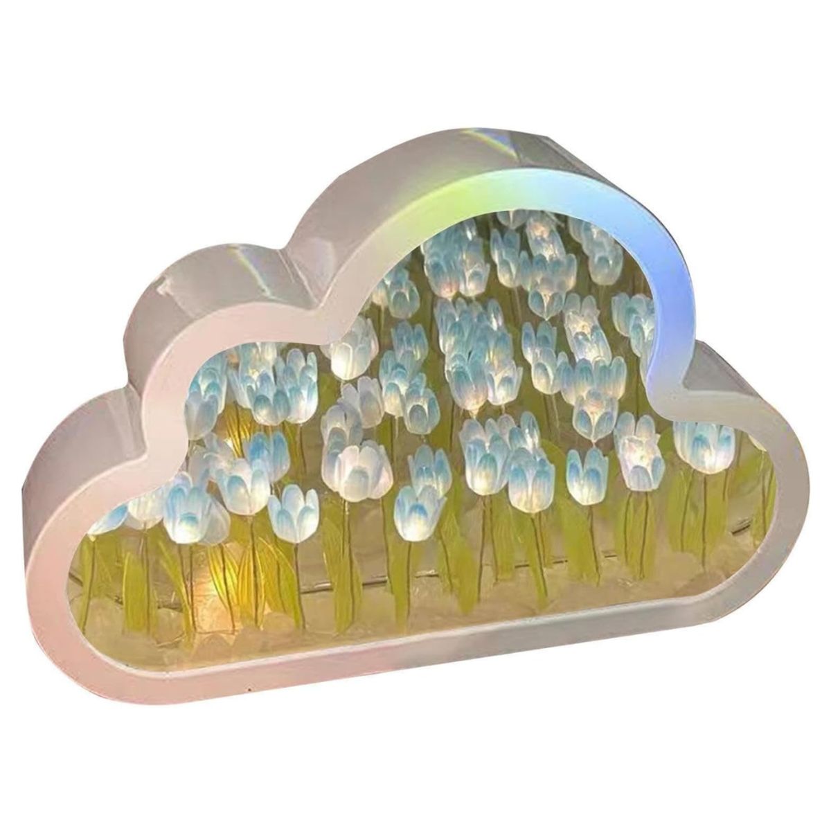 GENERICO - Lampara Espejo Nube Tulipan Infinito Celeste USB