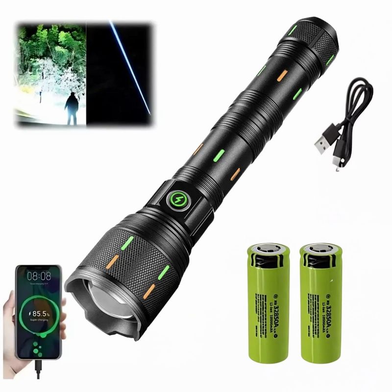 LIDIMI - Linterna Táctica LED Potente Recargable USB C Zoom 2000 Metros