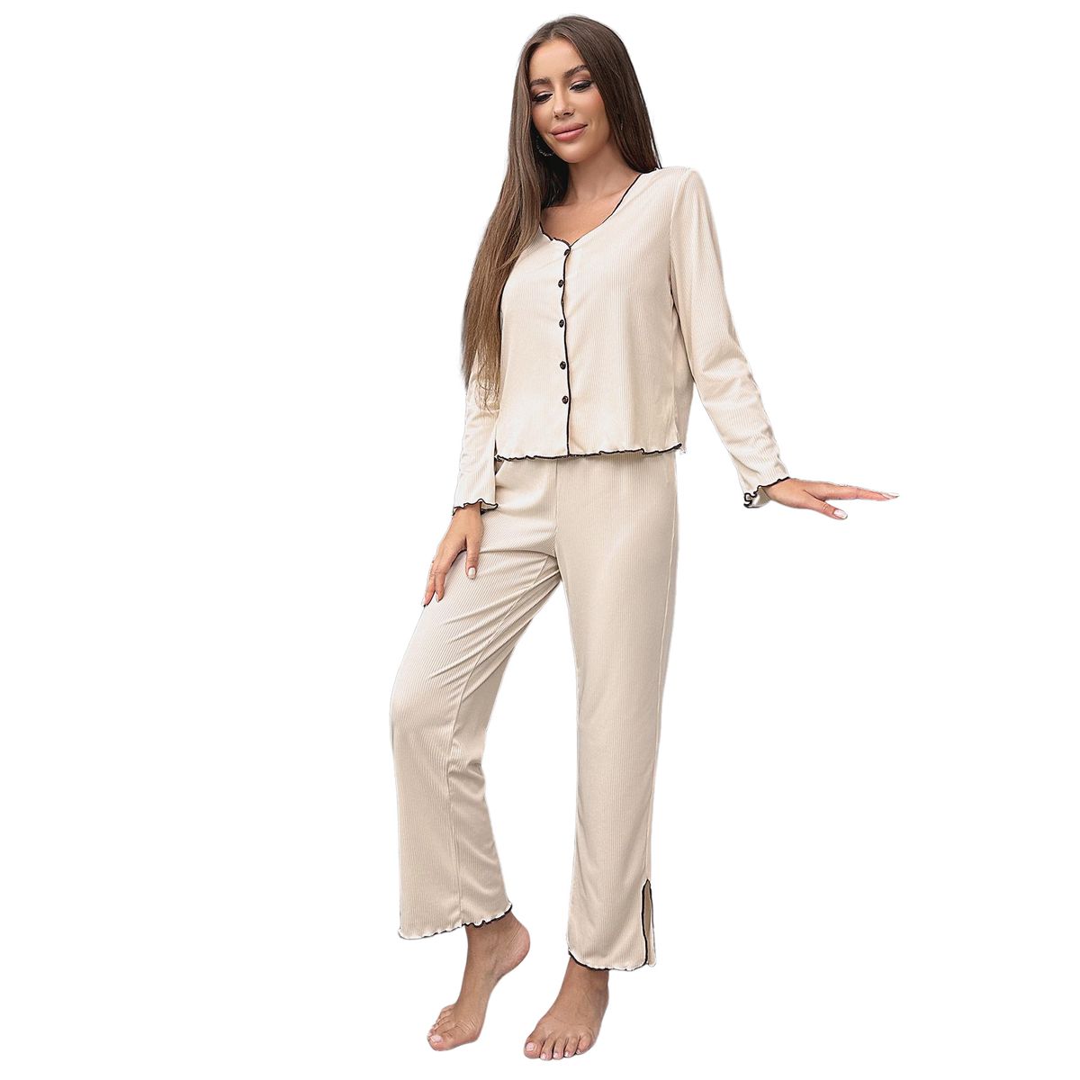 BLWOENS - Pijama de para mujeres - 2 piezas - Beige