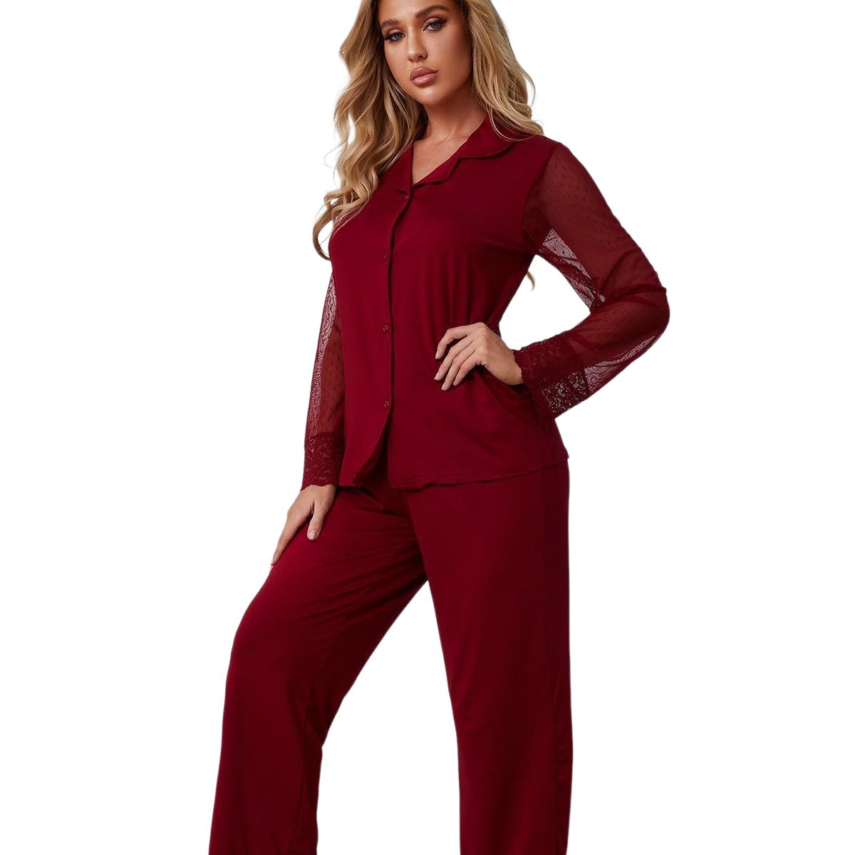 BLWOENS - Pijama de para mujeres - 2 piezas - Rojo